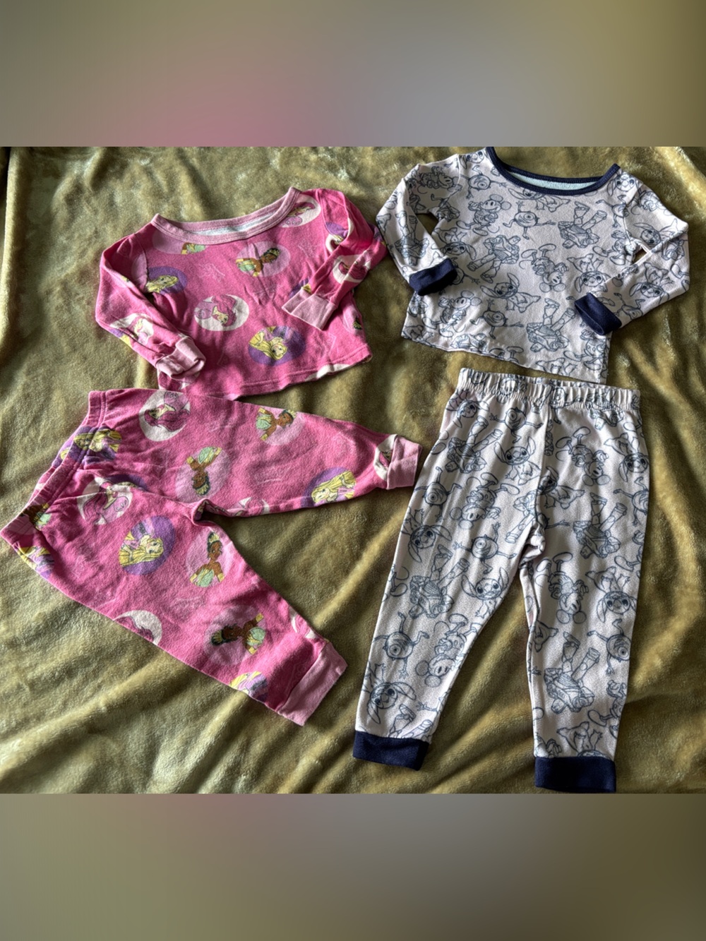 Toddler Two-Piece Pajama Sets - Pink Character & Navy Trim